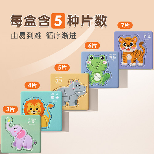 儿童拼图0到3岁益智玩具宝宝2到3岁幼儿1岁半6三岁一早教男孩女孩 - 图1