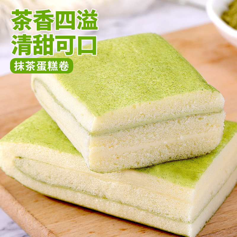 比比赞抹茶毛巾卷300g面包整箱蛋糕 天猫超市西式糕点