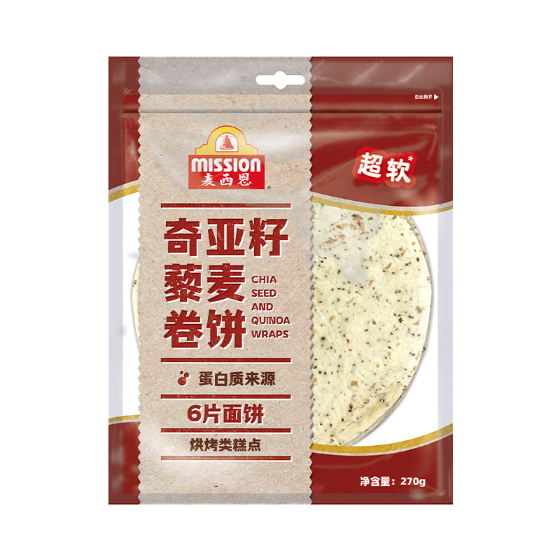 麦西恩卷饼奇亚籽藜麦口味270g*1袋(6片)煎饼面饼速食健康主食 - 图3