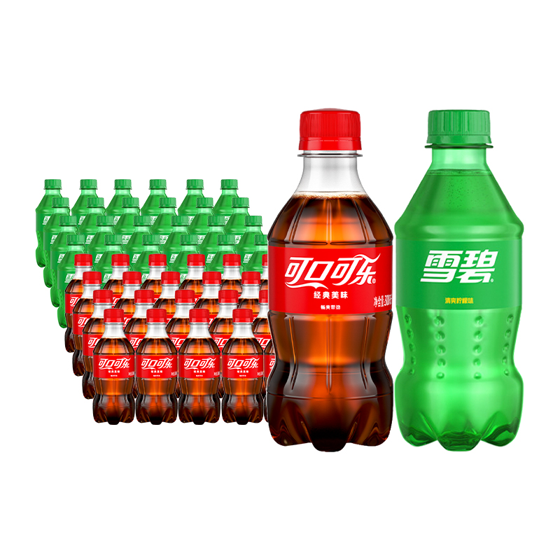 可口可乐经典原味300ml*24瓶+雪碧经典原味300ml*24瓶