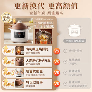 小熊微压电炖锅全自动多功能家用汤煲紫砂锅电炖盅电砂锅炖汤煮粥
