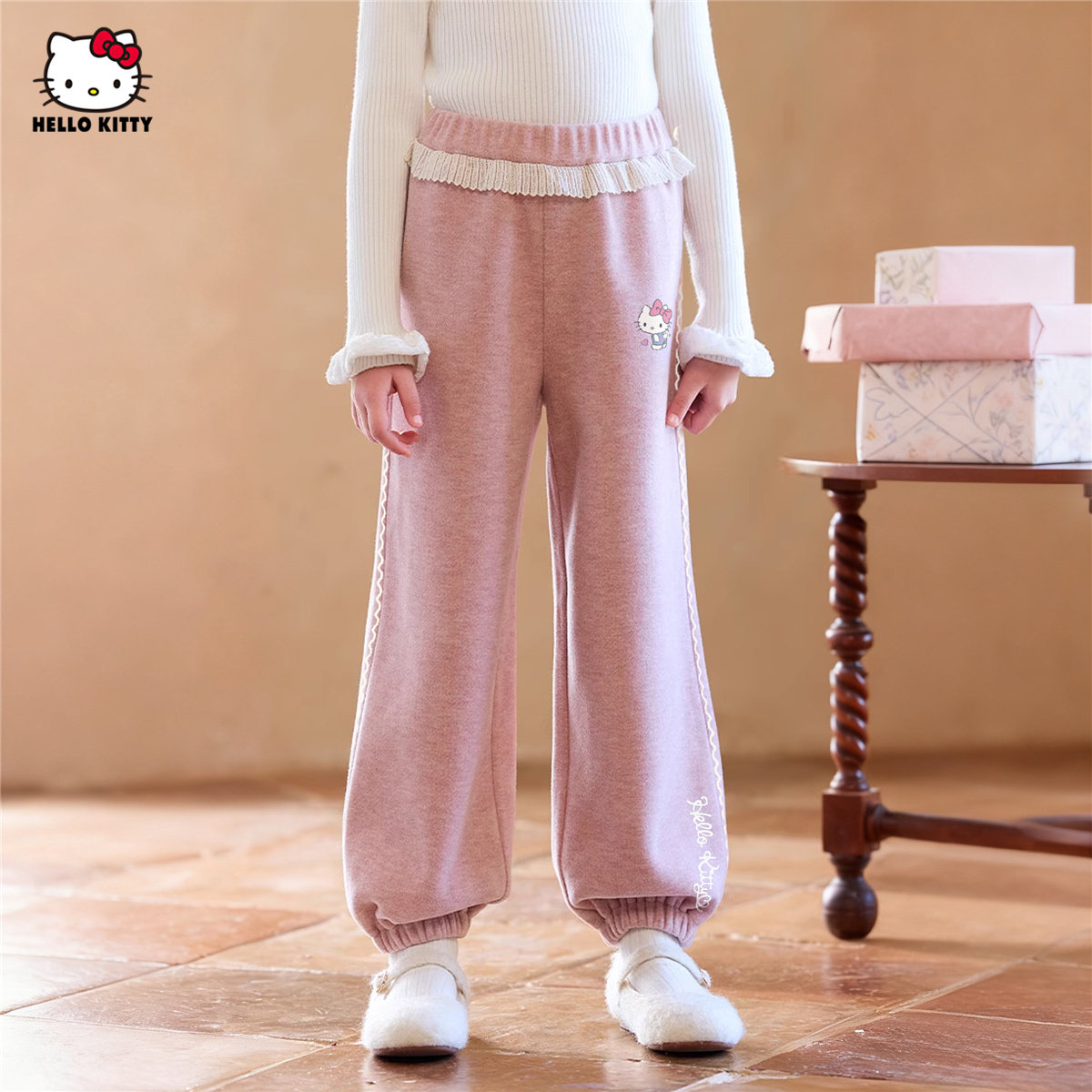 HelloKitty凯蒂猫女童冬季加绒加厚束腿裤新款一体绒保暖休闲裤子,淘宝优惠券,粉丝福利购,淘宝优惠卷