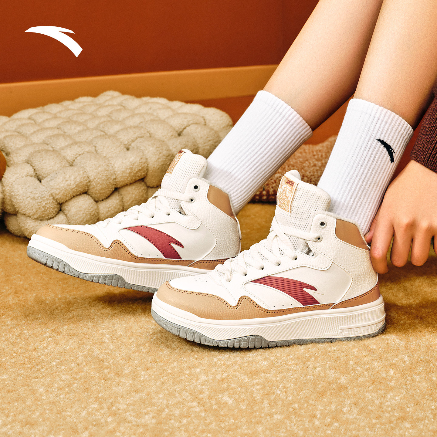 安踏街顽3冬季新款加厚加绒保暖高帮板鞋女子耐磨防滑棉鞋运动鞋,淘宝优惠券,粉丝福利购,淘宝优惠卷