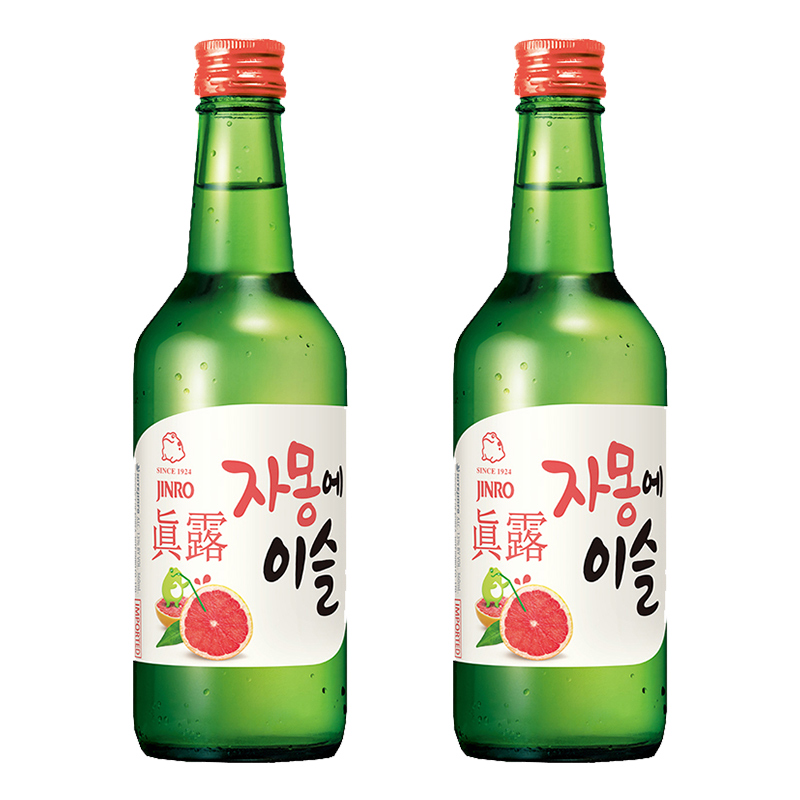 韩国进口真露烧酒葡萄西柚李子13度360ml*6瓶果味清酒混合整箱装 - 图1