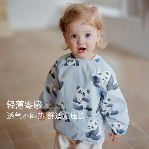 Oak Family婴儿围兜辅食防水罩衣吃饭男女儿童反穿衣oak宝宝罩衣 - 图2