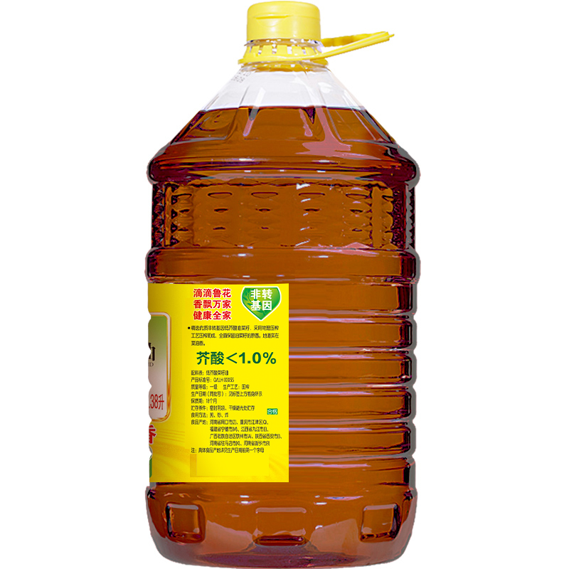 鲁花低芥酸特香菜籽油6.38L物理压榨桶装食用油菜油-图1