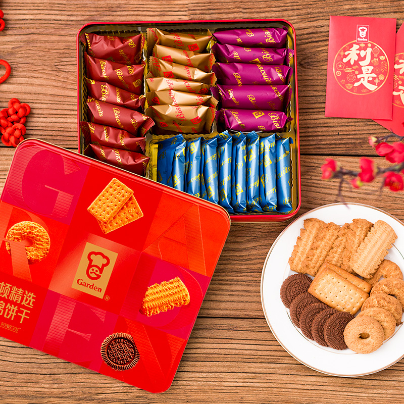嘉顿中秋节精选什锦饼干礼盒380g酥性曲奇零食大礼包