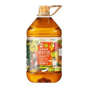 中粮初萃食用油纯香菜籽油4L*1桶非转基因压榨烹饪