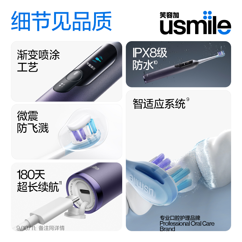 笑容加usmileF10PRO电动数字牙刷成人情侣双面屏智能礼物盒1盒 - 图3