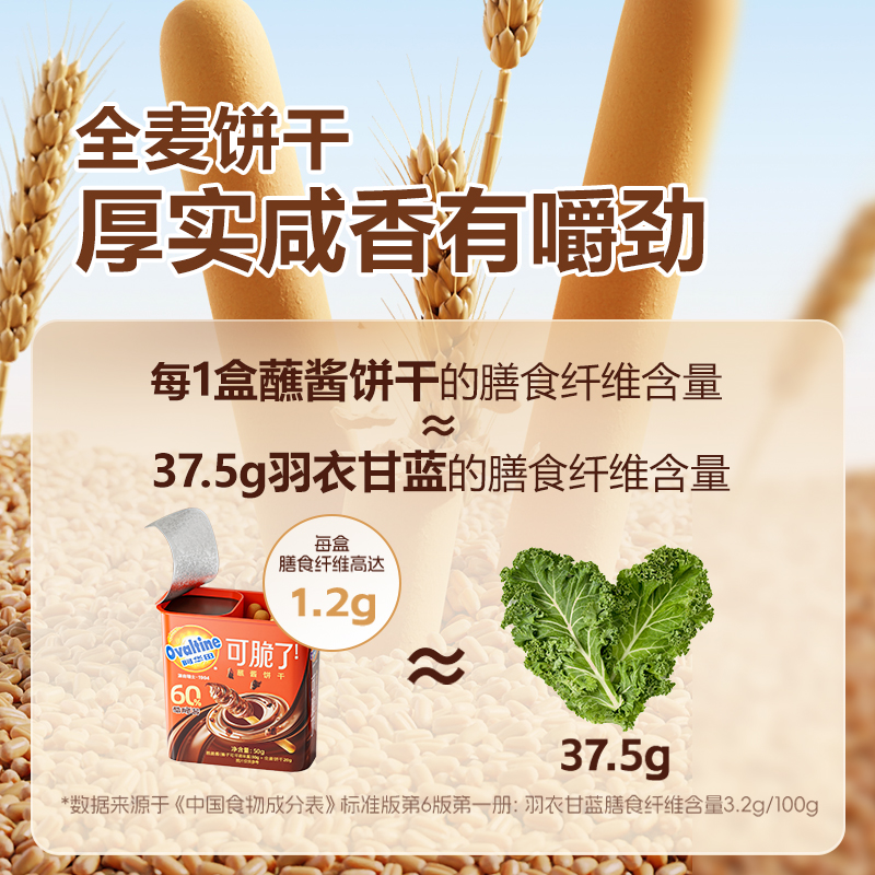 阿华田酷脆榛子蘸酱手指全麦饼干*3盒巧克力儿童早餐零食七夕送礼