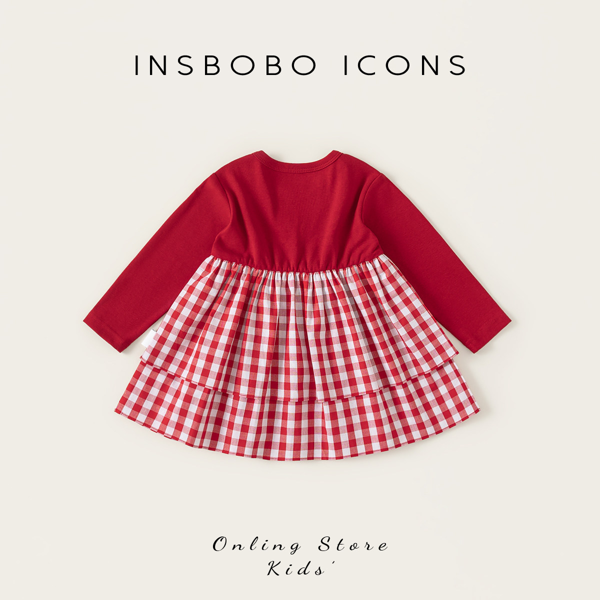 INSbobo女童连衣裙春季新款红色公主裙儿童新年裙子女孩周岁衣服,淘宝优惠券,粉丝福利购,淘宝优惠卷