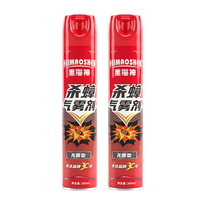 黑猫神杀虫气雾剂家用杀蟑无香杀虫剂300ml*2罐杀蟑杀虫灭蟑螂药 - 图0