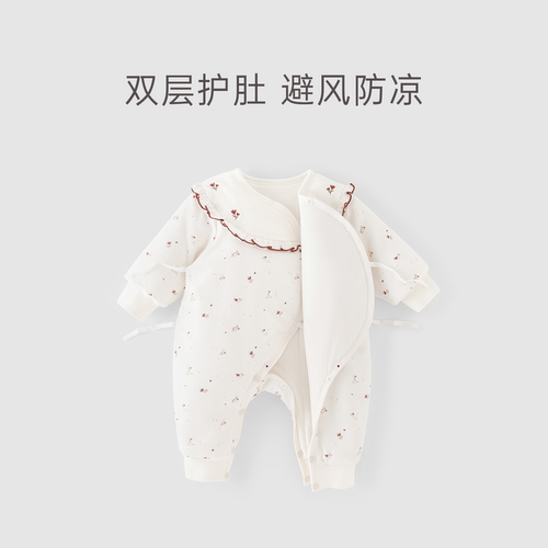 【绒朵棉】新生儿宝宝夹棉抗菌和尚服婴幼儿加厚保暖冬季哈衣棉服 - 图2