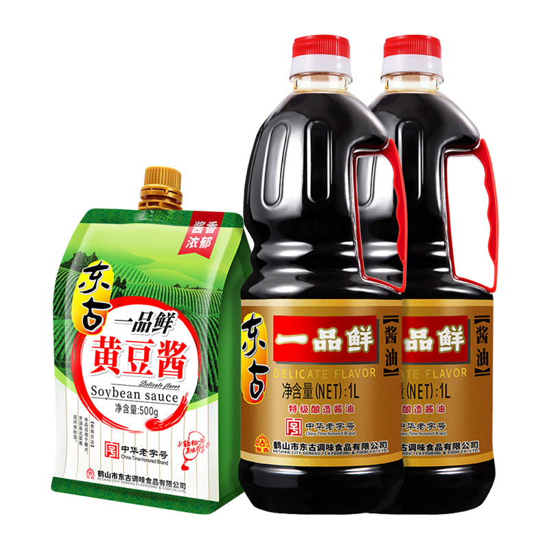 【惠民价】东古一品鲜酱油1L*2黄豆酱500g调料调味料家用炒菜酱油