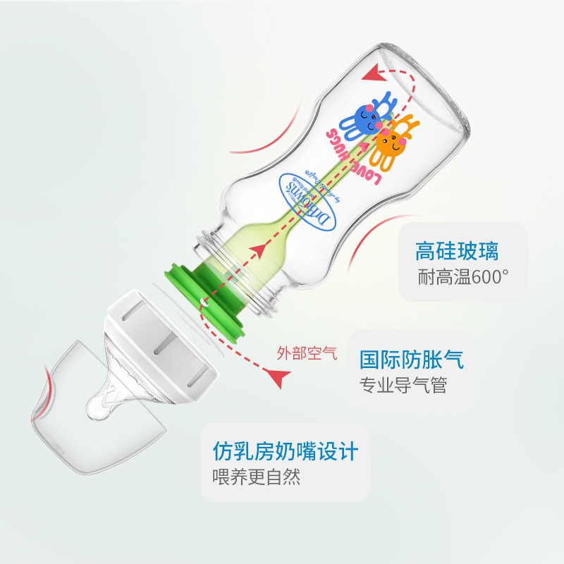 布朗博士爱宝选玻璃宽口奶瓶