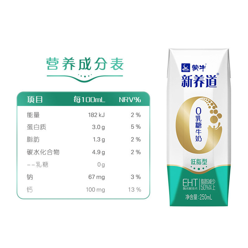 蒙牛新养道低脂牛奶250ml*4包0乳糖无乳糖低脂奶,淘宝优惠券,粉丝福利购,淘宝优惠卷