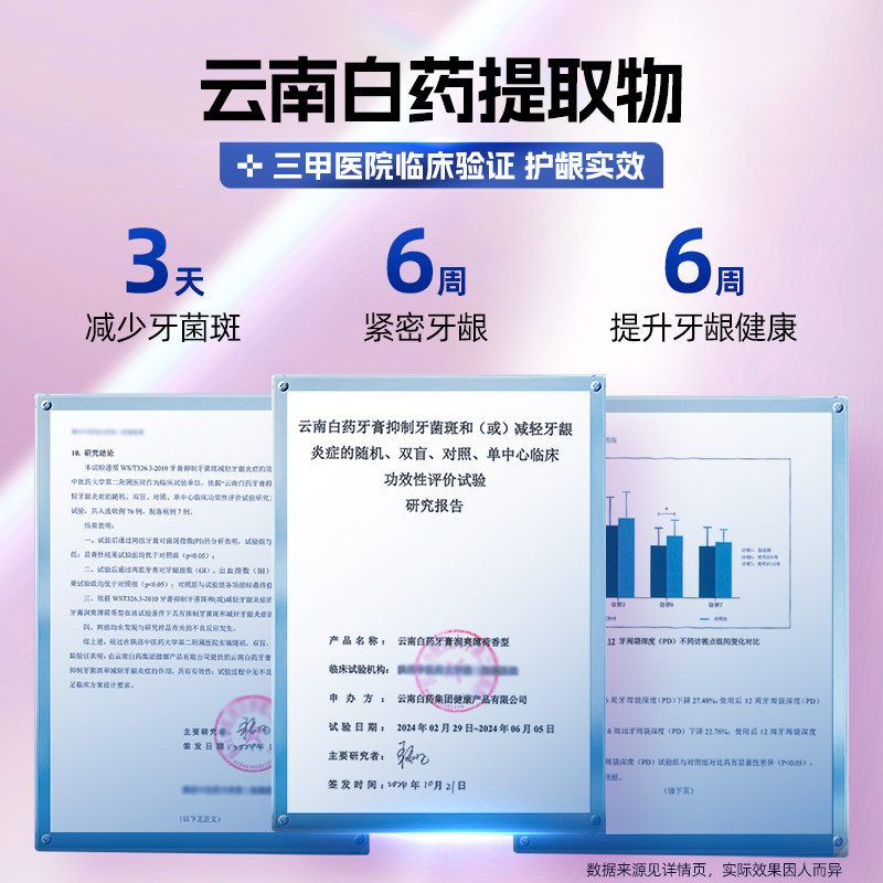 云南白药牙膏泵式祛渍亮白护龈直立按压水润清新口气成人正品