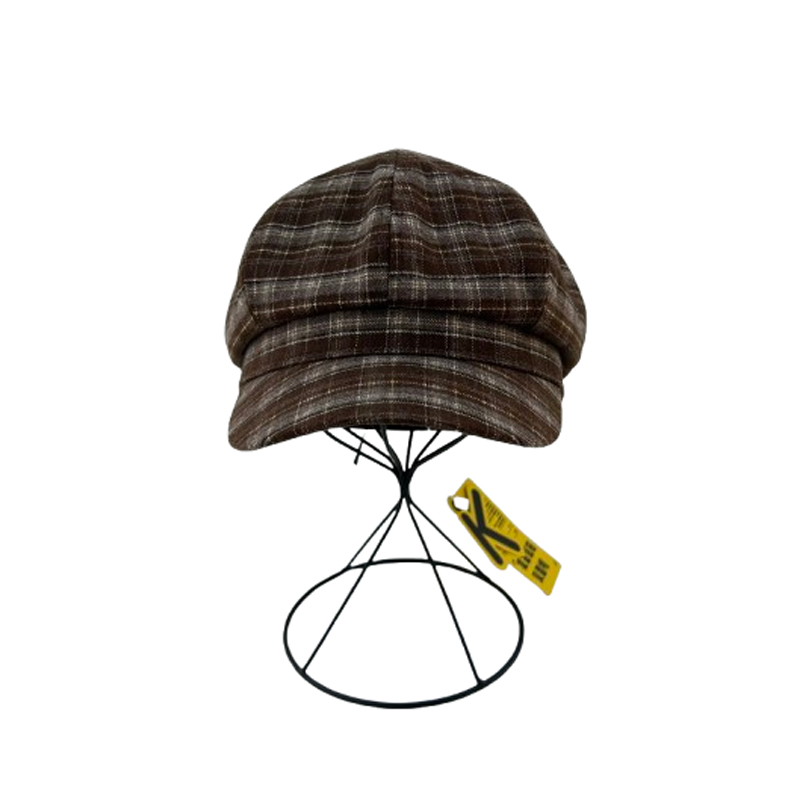 KKV复古格纹贝雷帽秋冬复古文艺百搭时尚显脸小画家帽子八角帽潮 - 图1