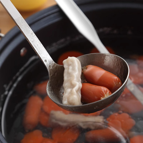 onlycook304不锈钢漏勺1套加长加厚一体成型拉丝易洗舒适手柄30cm - 图2