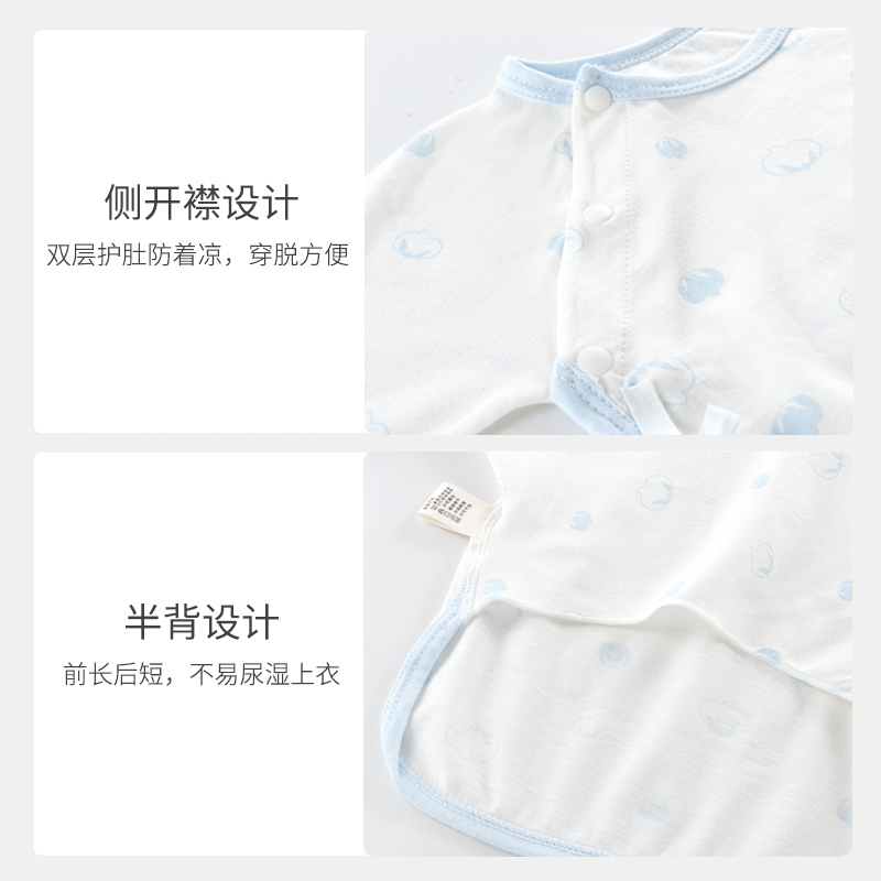 【单品包邮】婴儿夏季薄款轻薄透气上衣宝宝圆领长袖半背衣 - 图2