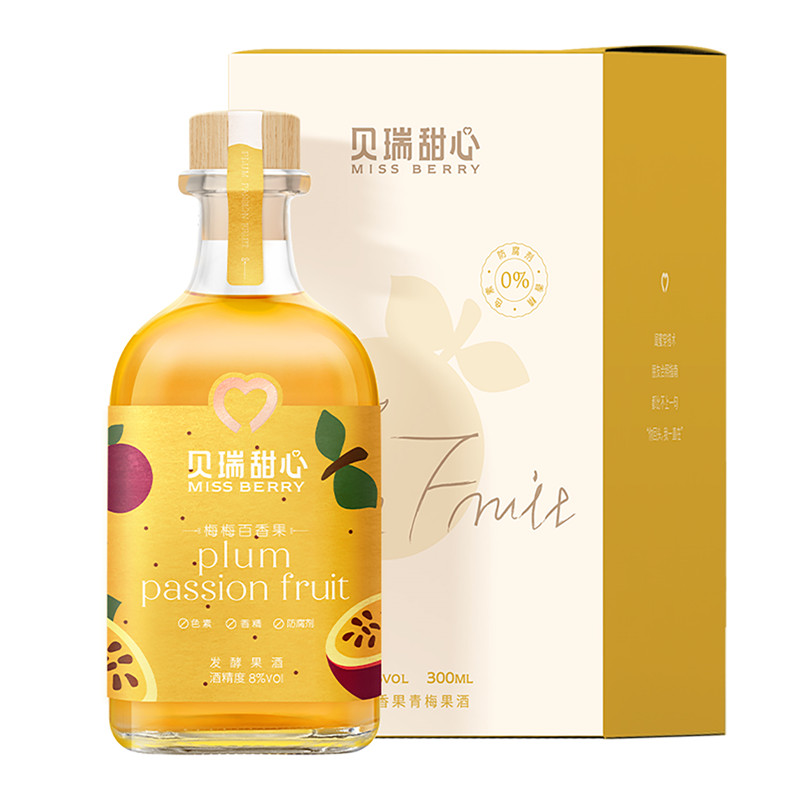 MissBerry贝瑞甜心果酒百香果青梅300ml*1瓶甜酒低度微醺 - 图0