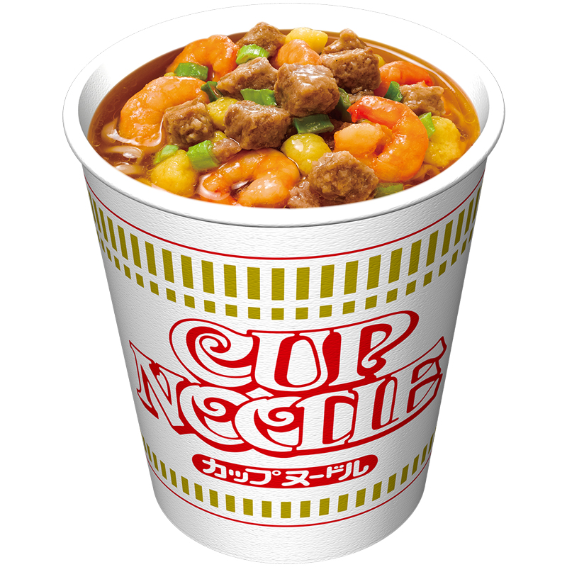 NISSIN/日清方便面日本合味道虾仁风味代餐零食夜宵泡面73g×1杯 - 图1