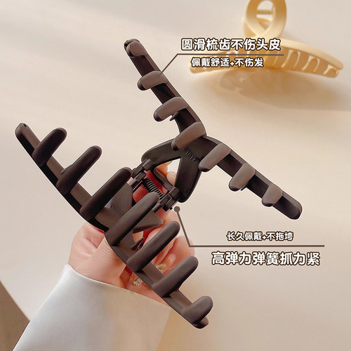 鲨鱼夹高级感发夹女头发量多大号抓夹后脑勺简约磨砂头饰创意礼品 - 图1