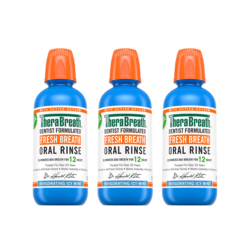 TheraBreath凯斯博士强劲冰凉薄荷漱口水清新口气口腔473ml*3瓶