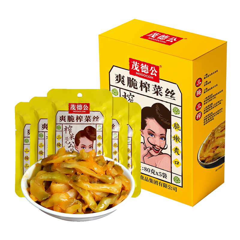 茂德公爽脆涪陵榨菜丝80g*5包开味下饭菜咸菜酱菜400g*1组 - 图0