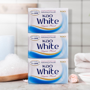 KAO/花王进口香皂优雅花香沐浴肥皂清洁滋润牛奶白130g*3块