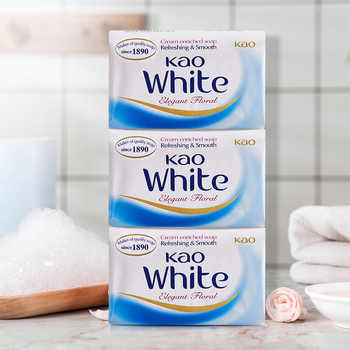 KAO/花王进口香皂优雅花香沐浴肥皂清洁滋润牛奶白130g*3块实付10.9元到手包邮