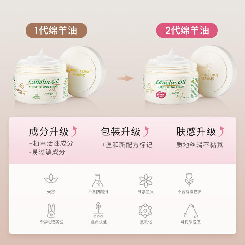 澳芝曼/GM澳洲进口绵羊油维E滋润霜250g