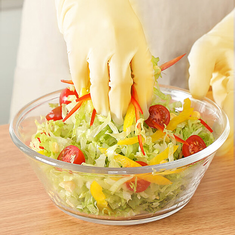 大力熊天然乳胶手套高弹高韧柔软亲肤加厚加长贴合适手防水防油污,淘宝优惠券,粉丝福利购,淘宝优惠卷