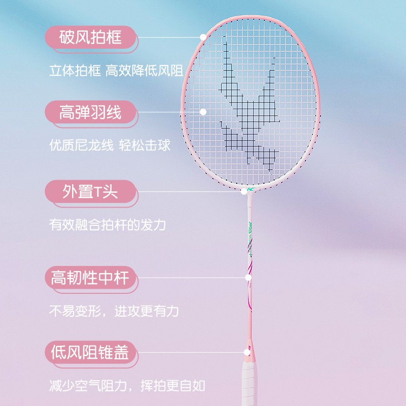 李宁凯胜羽毛球拍正品初学者成人专业训练超轻耐打男女双拍套装 - 图0