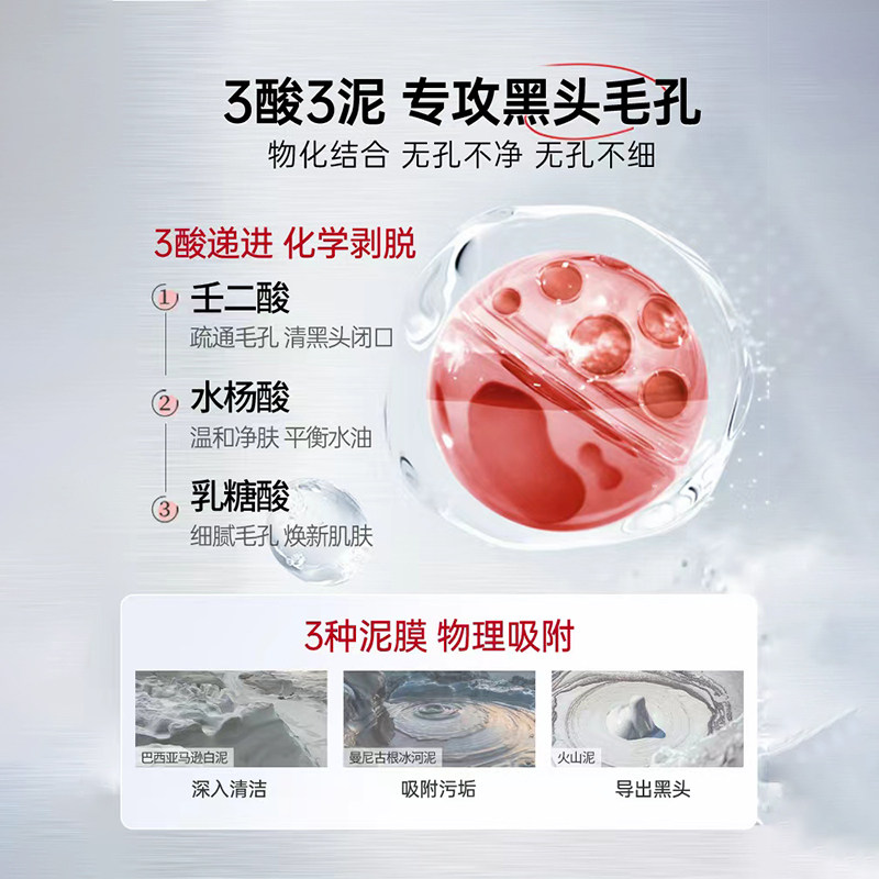 白云山壬二酸清洁泥膜棒去黑白头收缩毛孔粉刺清洁神器水杨酸面膜