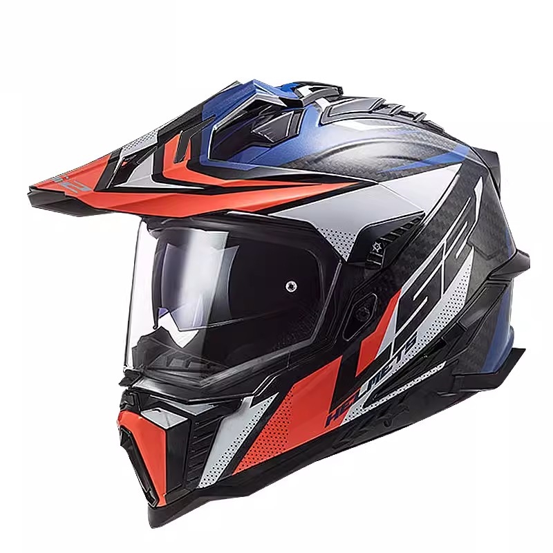 LS2摩托车头盔碳纤维越野拉力盔全盔男女机车四季防雾双镜片MX701 - 图3
