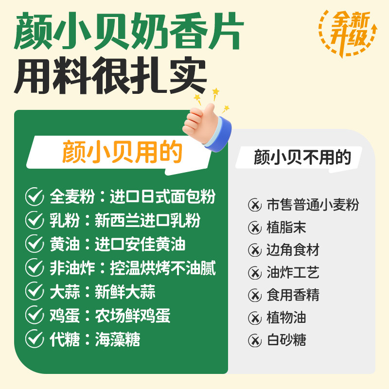 颜小贝全麦碱水面包片奶香安佳黄油酥脆零食早餐代餐休闲零食整箱 颜小贝全麦碱水面包片奶香安佳黄油酥脆零食早餐代餐休闲零食整箱