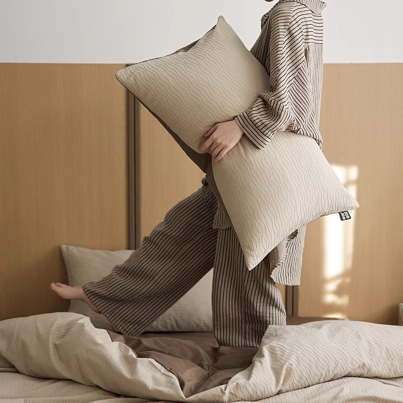 无印良品全棉水洗棉床上四件套2025新款家用卧室纯棉床单被套床笠