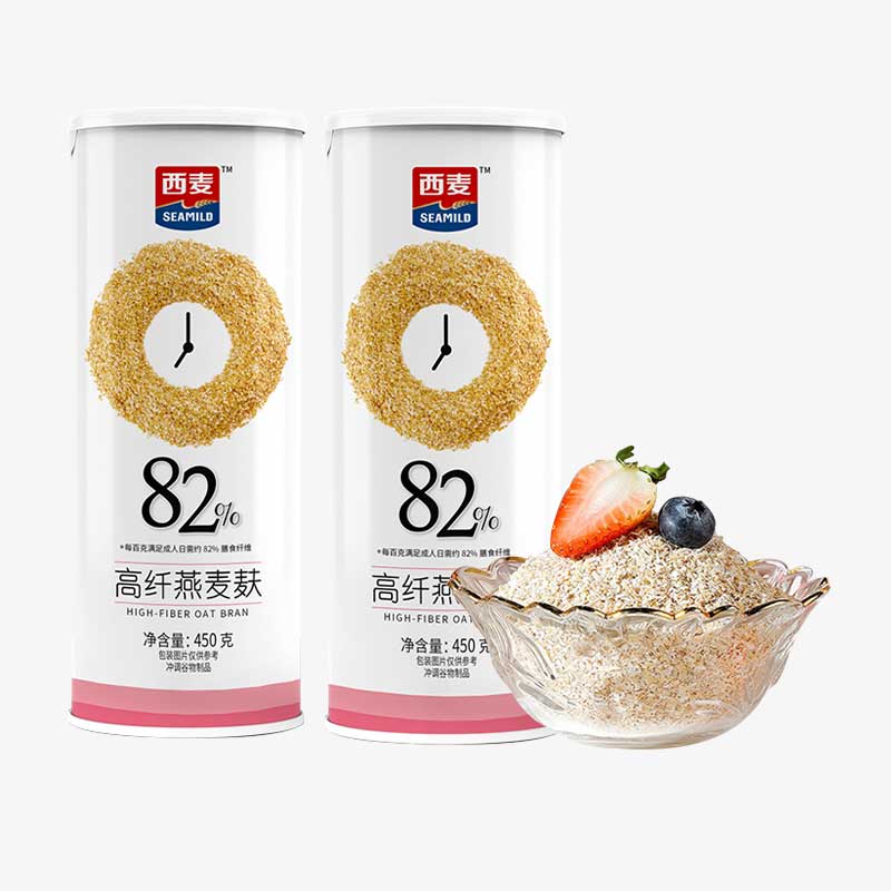 西麦燕麦麸皮450g*2罐冲饮谷物即食免煮代餐早餐养生 - 图0