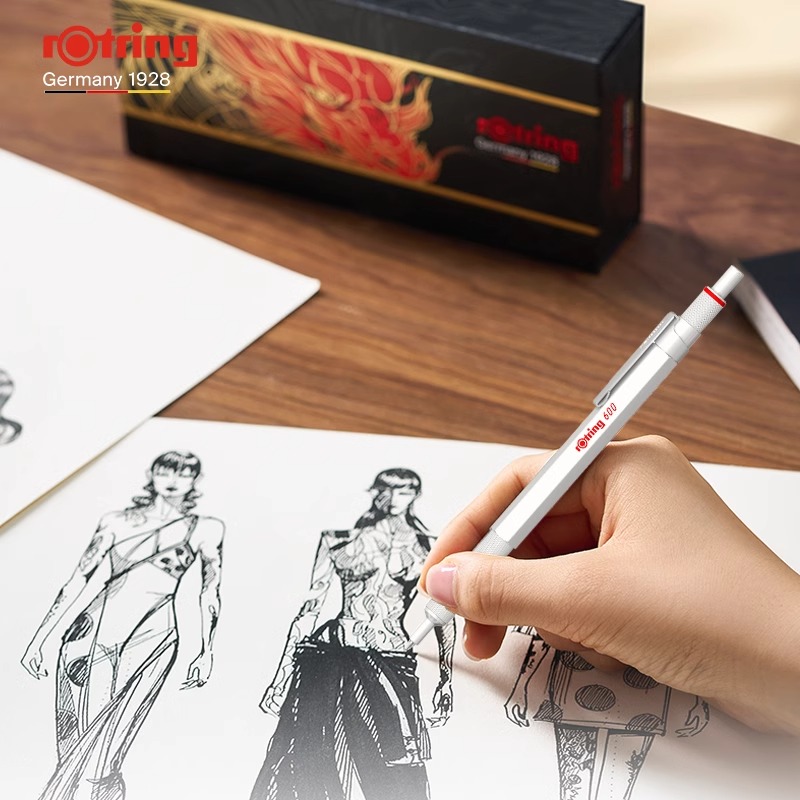 红环（rOtring）圆珠笔600龙年限定可伸缩笔头全金属笔身按压式-图2