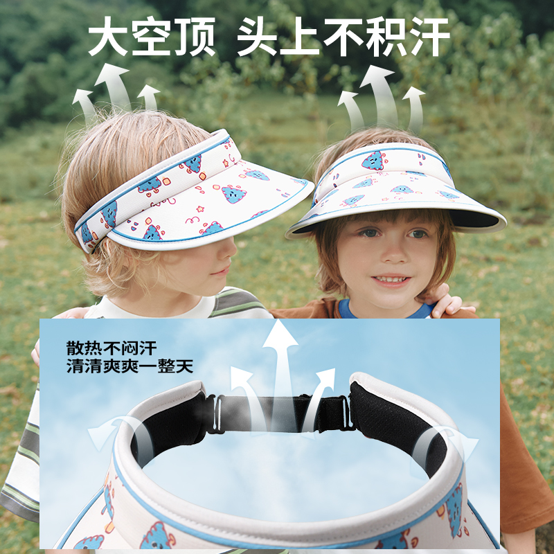 柠檬宝宝儿童防晒帽男童女童空顶太阳帽夏季男孩女孩大帽檐遮阳帽