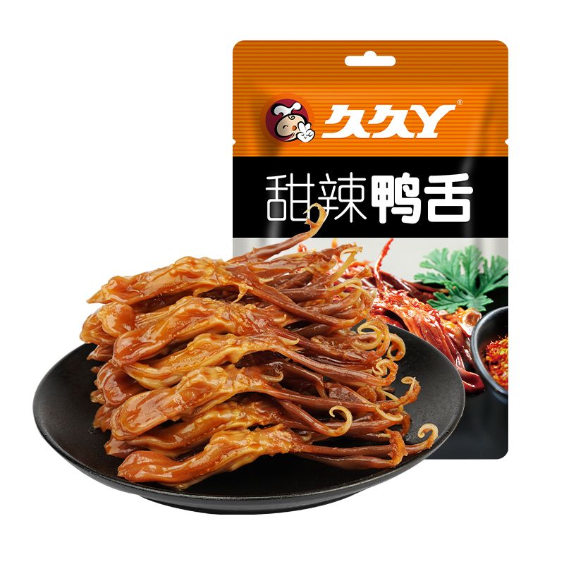 拍3！久久丫熟食卤味甜辣鸭舌70g