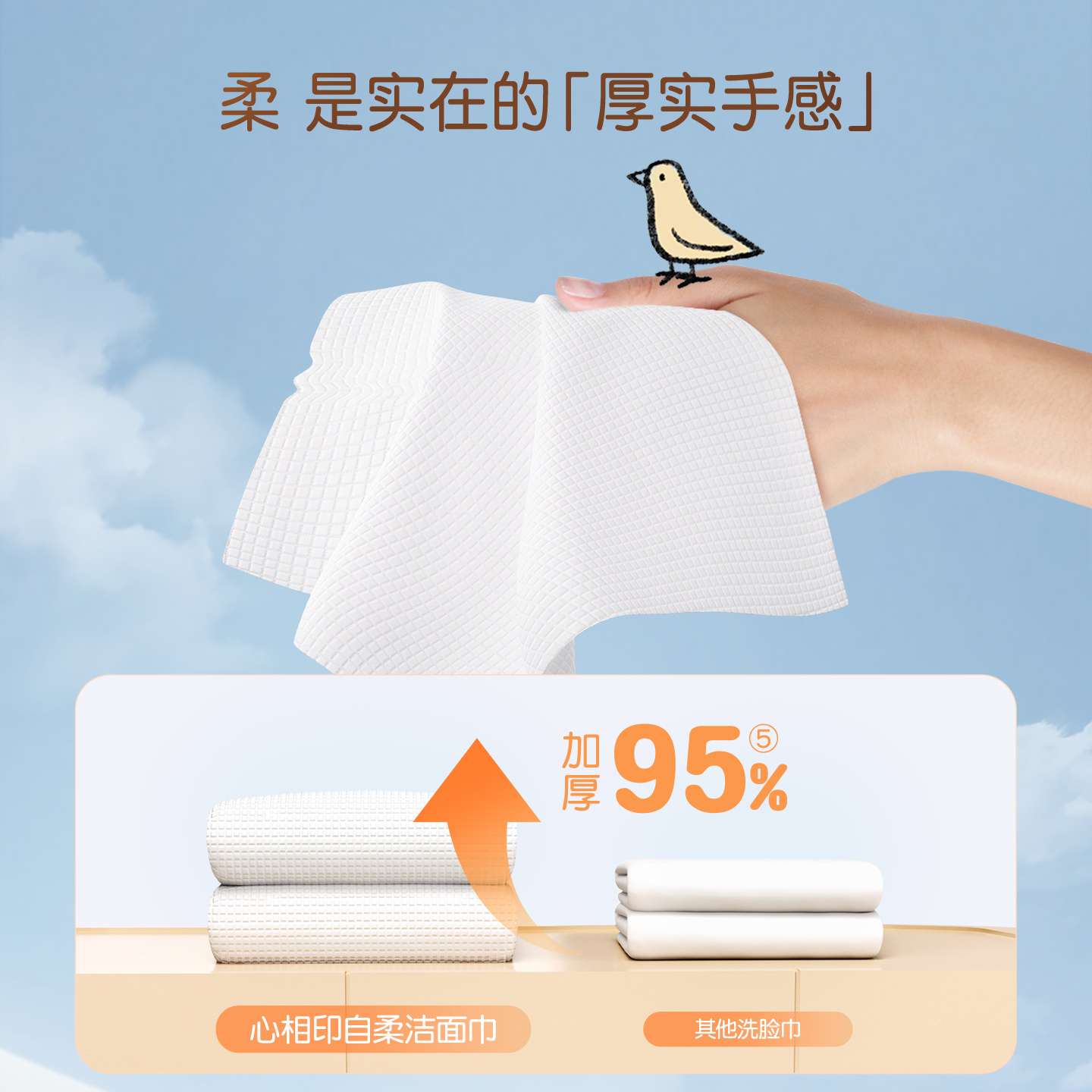 【下拉享优惠】心相印一次性洗脸巾加大加厚干湿两用棉柔洁面巾