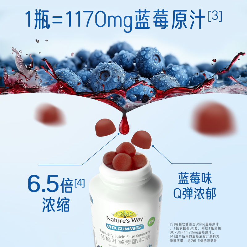 Nature's Way澳萃维成人叶黄素专利护眼蓝莓叶黄素酯软糖30粒