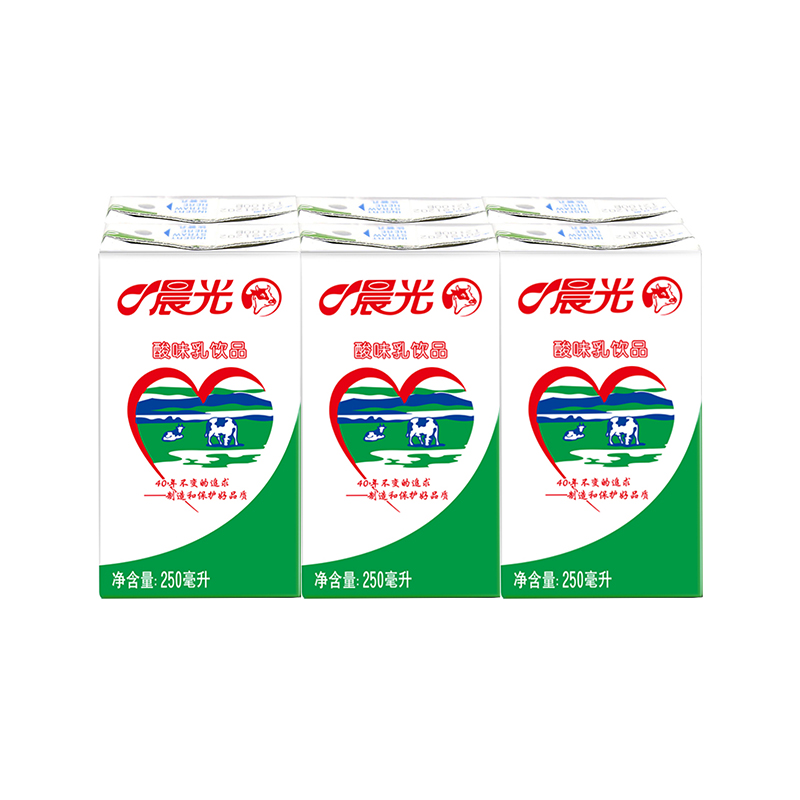 晨光牛奶酸味牛奶乳饮品250ml*6盒六连包常温小规格装早餐酸奶-图0