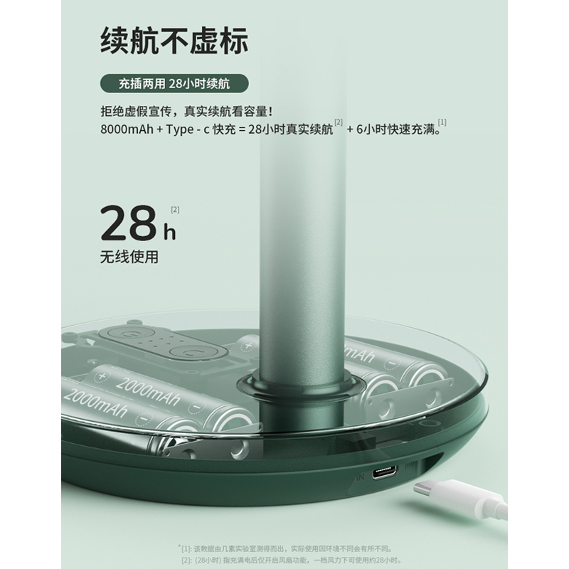 幾素搖頭小風扇桌面可充電usb便攜式宿舍家用落地電風扇靜音小型_天貓超市_生活電器