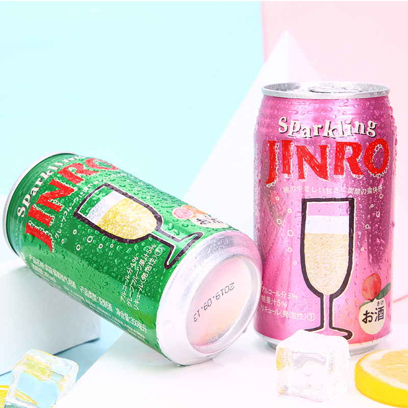 【进口】日本洋酒JINRO/真露5%水蜜桃果味气泡酒350ml鸡尾酒3%Vol