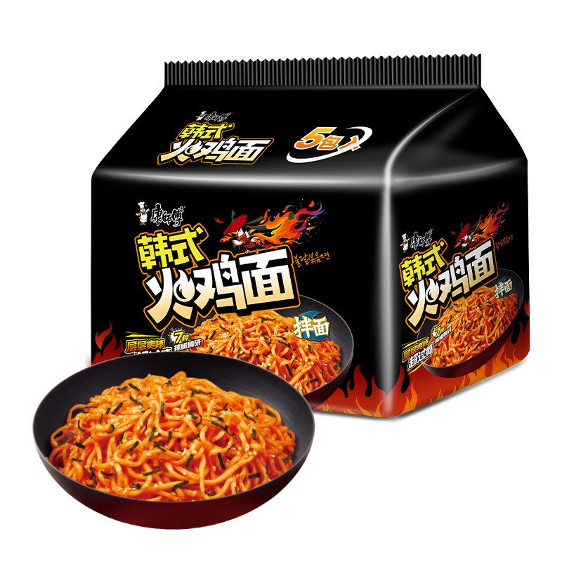康师傅方便面韩式火鸡拌面118g*5包泡面速食
