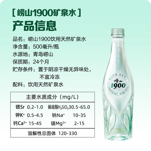 崂山中华老字号1900经典绿矿天然矿泉水偏硅酸多种矿物质饮用水 - 图2