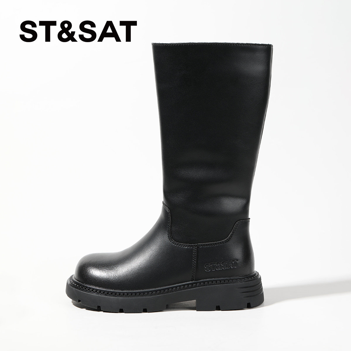 星期六童鞋女童长筒靴秋冬新款简约百搭高筒靴宝宝靴子儿童皮靴,淘宝优惠券,粉丝福利购,淘宝优惠卷